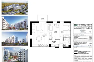 Rzut - Mieszkanie na sprzedaż 3 pokoje o powierzchni 59,62 m² - numer A.1.19 w Skandinavia