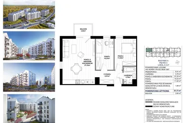 Rzut - Mieszkanie na sprzedaż 3 pokoje o powierzchni 59,75 m² - numer A.3.47 w Skandinavia