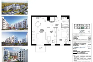 Rzut - Mieszkanie na sprzedaż 3 pokoje o powierzchni 61,39 m² - numer C.3.34 w Skandinavia