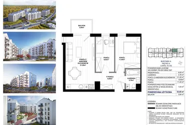 Rzut - Mieszkanie na sprzedaż 3 pokoje o powierzchni 52,02 m² - numer A.4.52 w Skandinavia
