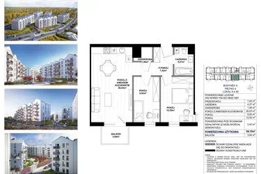 Rzut - Mieszkanie na sprzedaż 3 pokoje o powierzchni 61,68 m² - numer A.4.56 w Skandinavia