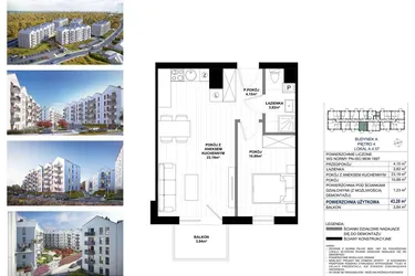 Rzut - Mieszkanie na sprzedaż 2 pokoje o powierzchni 42,05 m² - numer A.4.57 w Skandinavia