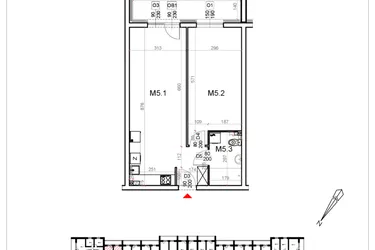 Rzut - Mieszkanie na sprzedaż 2 pokoje o powierzchni 52,75 m² - numer 5 w Malinowa Osiedle Borek