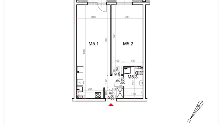 Rzut - Mieszkanie na sprzedaż 2 pokoje o powierzchni 52,75 m² - numer 5 w Malinowa Osiedle Borek