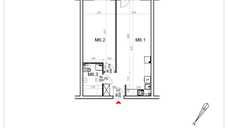 Rzut - Mieszkanie na sprzedaż 2 pokoje o powierzchni 52,73 m² - numer 6 w Malinowa Osiedle Borek