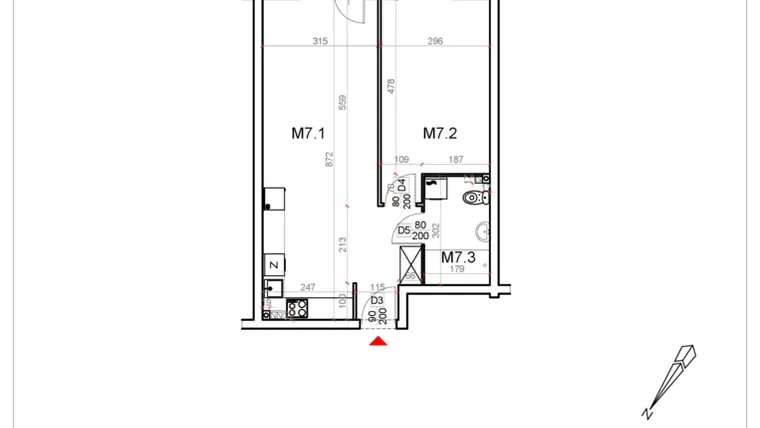 Rzut - Mieszkanie na sprzedaż 2 pokoje o powierzchni 51,04 m² - numer 7 w Malinowa Osiedle Borek