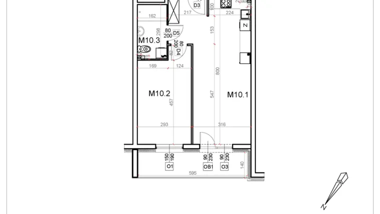 Rzut - Mieszkanie na sprzedaż 2 pokoje o powierzchni 47,73 m² - numer 10 w Malinowa Osiedle Borek