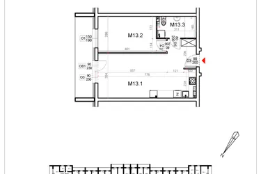Rzut - Mieszkanie na sprzedaż 2 pokoje o powierzchni 49,32 m² - numer 13 w Malinowa Osiedle Borek