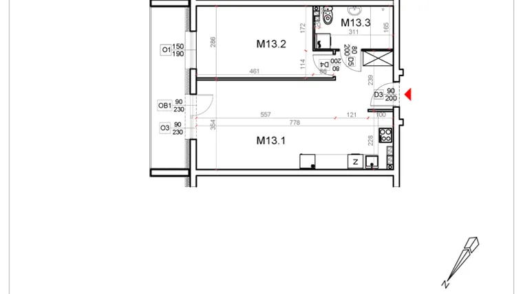 Rzut - Mieszkanie na sprzedaż 2 pokoje o powierzchni 49,32 m² - numer 13 w Malinowa Osiedle Borek
