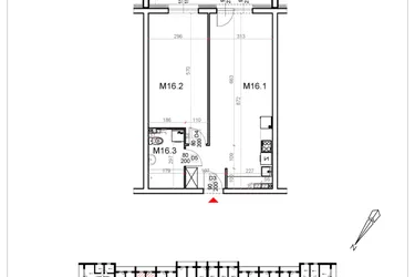 Rzut - Mieszkanie na sprzedaż 2 pokoje o powierzchni 52,61 m² - numer 16 w Malinowa Osiedle Borek
