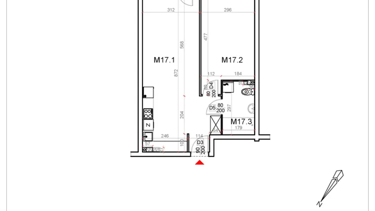 Rzut - Mieszkanie na sprzedaż 2 pokoje o powierzchni 50,44 m² - numer 17 w Malinowa Osiedle Borek