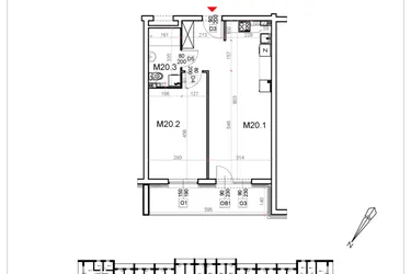 Rzut - Mieszkanie na sprzedaż 2 pokoje o powierzchni 48,19 m² - numer 20 w Malinowa Osiedle Borek