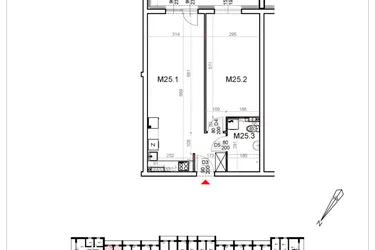 Rzut - Mieszkanie na sprzedaż 2 pokoje o powierzchni 52,33 m² - numer 25 w Malinowa Osiedle Borek