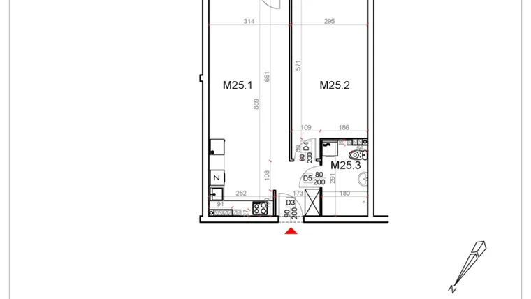 Rzut - Mieszkanie na sprzedaż 2 pokoje o powierzchni 52,33 m² - numer 25 w Malinowa Osiedle Borek