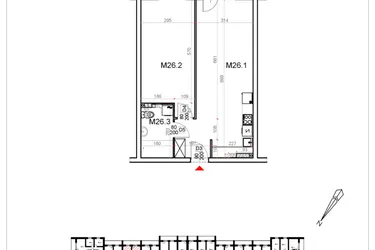 Rzut - Mieszkanie na sprzedaż 2 pokoje o powierzchni 52,29 m² - numer 26 w Malinowa Osiedle Borek