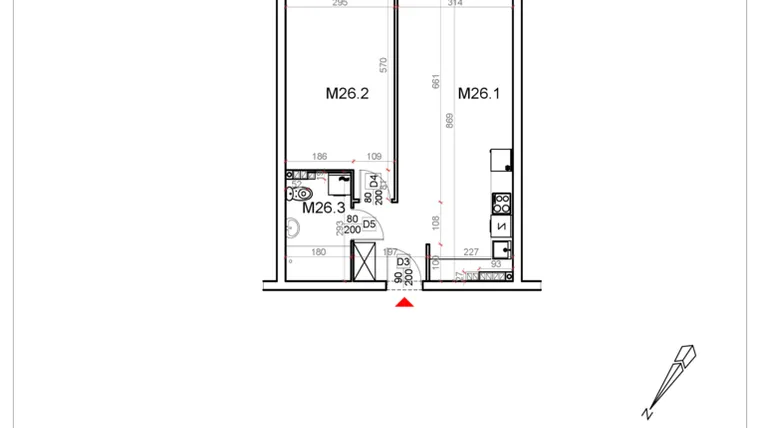 Rzut - Mieszkanie na sprzedaż 2 pokoje o powierzchni 52,29 m² - numer 26 w Malinowa Osiedle Borek