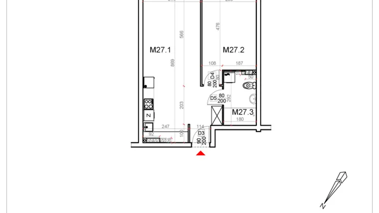 Rzut - Mieszkanie na sprzedaż 2 pokoje o powierzchni 50,08 m² - numer 27 w Malinowa Osiedle Borek