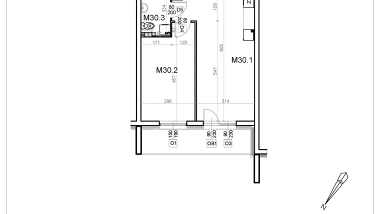Rzut - Mieszkanie na sprzedaż 2 pokoje o powierzchni 48,22 m² - numer 30 w Malinowa Osiedle Borek