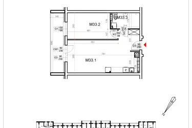 Rzut - Mieszkanie na sprzedaż 2 pokoje o powierzchni 49,28 m² - numer 33 w Malinowa Osiedle Borek