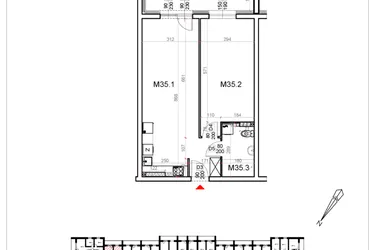 Rzut - Mieszkanie na sprzedaż 2 pokoje o powierzchni 51,81 m² - numer 35 w Malinowa Osiedle Borek