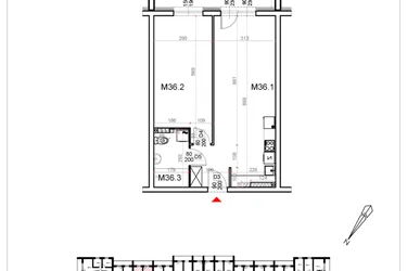 Rzut - Mieszkanie na sprzedaż 2 pokoje o powierzchni 52,01 m² - numer 36 w Malinowa Osiedle Borek