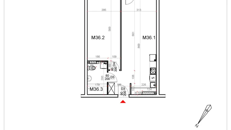 Rzut - Mieszkanie na sprzedaż 2 pokoje o powierzchni 52,01 m² - numer 36 w Malinowa Osiedle Borek