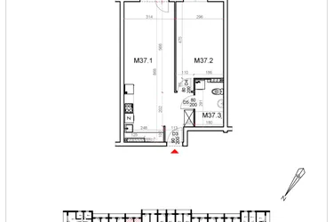 Rzut - Mieszkanie na sprzedaż 2 pokoje o powierzchni 49,92 m² - numer 37 w Malinowa Osiedle Borek