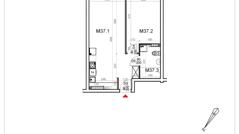 Rzut - Mieszkanie na sprzedaż 2 pokoje o powierzchni 49,92 m² - numer 37 w Malinowa Osiedle Borek
