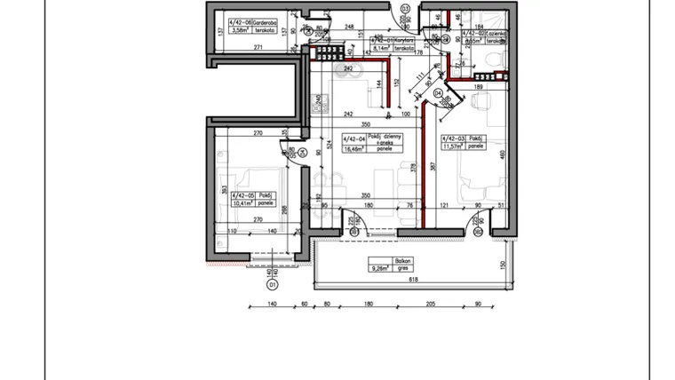 Rzut - Mieszkanie na sprzedaż 3 pokoje o powierzchni 53,71 m² - numer 42 w Janowska
