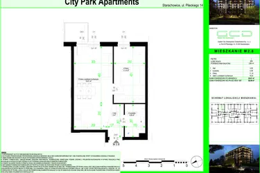 Rzut - Mieszkanie na sprzedaż 2 pokoje o powierzchni 37,82 m² - numer 2.8. w City Park Apartments