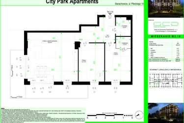 Rzut - Mieszkanie na sprzedaż 3 pokoje o powierzchni 68,54 m² - numer 2.10. w City Park Apartments