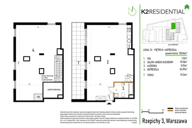Rzut - Mieszkanie na sprzedaż 1 pokój o powierzchni 120,99 m² - numer 74 w Rzepichy 3