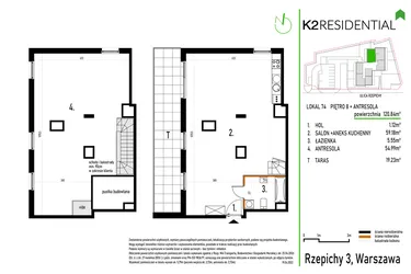 Rzut - Mieszkanie na sprzedaż 2 pokoje o powierzchni 120,99 m² - numer 74 w Rzepichy 3
