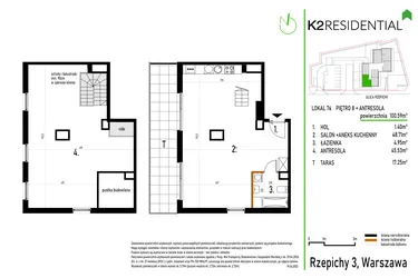 Rzut - Mieszkanie na sprzedaż 1 pokój o powierzchni 101,03 m² - numer 76 w Rzepichy 3