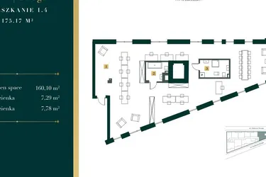 Rzut - Mieszkanie na sprzedaż 4 pokoje o powierzchni 170,65 m² - numer 1.4 w New Iron