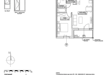 Rzut - Mieszkanie na sprzedaż 2 pokoje o powierzchni 42,89 m² - numer A.3.3.3 w Forma