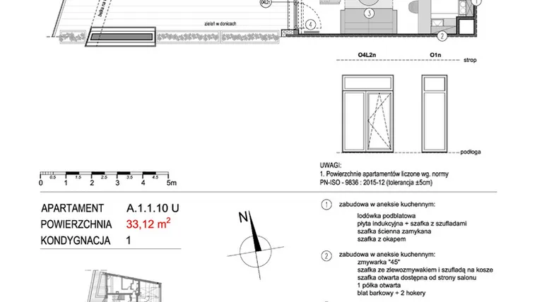 Rzut - Mieszkanie na sprzedaż 1 pokój o powierzchni 33,17 m² - numer A.1.1.10U w Mikołajki Apartamenty