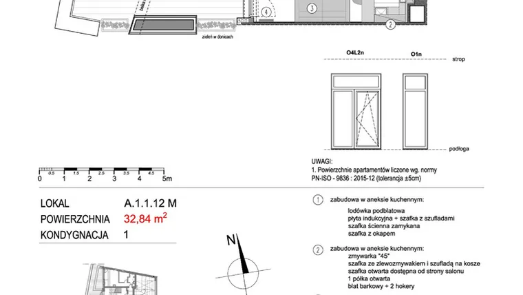 Rzut - Mieszkanie na sprzedaż 1 pokój o powierzchni 33 m² - numer A.1.1.12M w Mikołajki Apartamenty