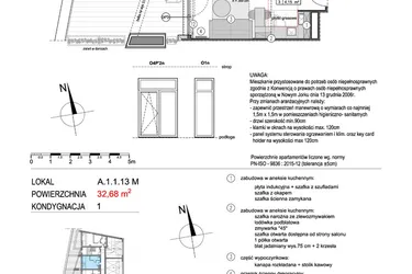 Rzut - Mieszkanie na sprzedaż 1 pokój o powierzchni 32,72 m² - numer A.1.1.13M w Mikołajki Apartamenty