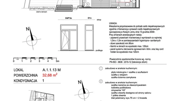 Rzut - Mieszkanie na sprzedaż 1 pokój o powierzchni 32,72 m² - numer A.1.1.13M w Mikołajki Apartamenty