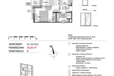 Rzut - Mieszkanie na sprzedaż 1 pokój o powierzchni 30,11 m² - numer A.1.5.13U w Mikołajki Apartamenty