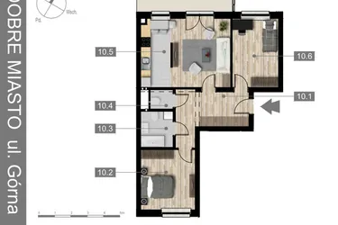 Rzut - Mieszkanie na sprzedaż 3 pokoje o powierzchni 65,13 m² - numer 10 w Villa Centrum Dobre Miasto
