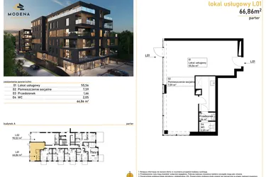 Rzut - Lokal użytkowy na sprzedaż 1 pokój o powierzchni 67,17 m² - numer L1 w Modena Bytkowska 113