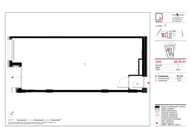 Rzut - Lokal użytkowy na sprzedaż 1 pokój o powierzchni 86,79 m² - numer I-U10 w 19. Dzielnica