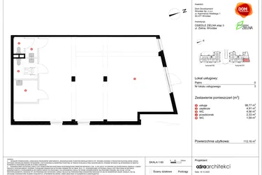 Rzut - Lokal użytkowy na sprzedaż 1 pokój o powierzchni 112,16 m² - numer 3.B1.3 w Osiedle Zielna