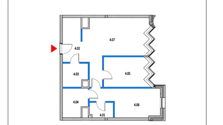 Rzut - Mieszkanie na sprzedaż 3 pokoje o powierzchni 74,39 m² - numer 27 w Garbary 68
