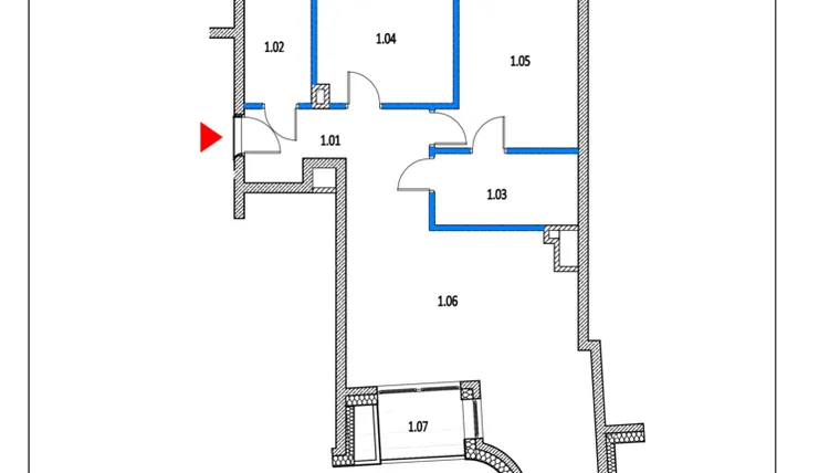 Rzut - Mieszkanie na sprzedaż 3 pokoje o powierzchni 72 m² - numer 46 w Garbary 68