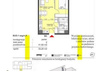 Rzut - Mieszkanie na sprzedaż 2 pokoje o powierzchni 41,82 m² - numer M3 w Apartamenty Dwa Światy etap II
