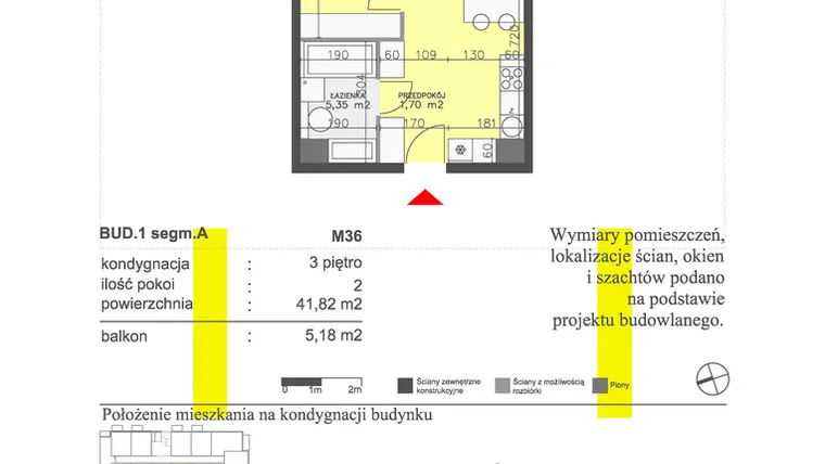 Rzut - Mieszkanie na sprzedaż 2 pokoje o powierzchni 41,82 m² - numer M36 w Apartamenty Dwa Światy etap II