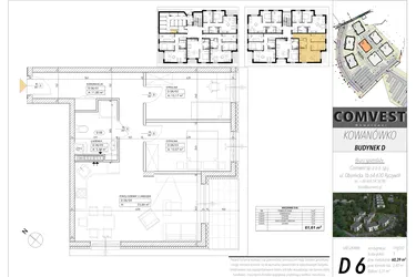 Rzut - Mieszkanie na sprzedaż 3 pokoje o powierzchni 61,61 m² - numer D6 w Kowanówko